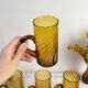 Set of 5 vintage beer glasses in amber twisted glass