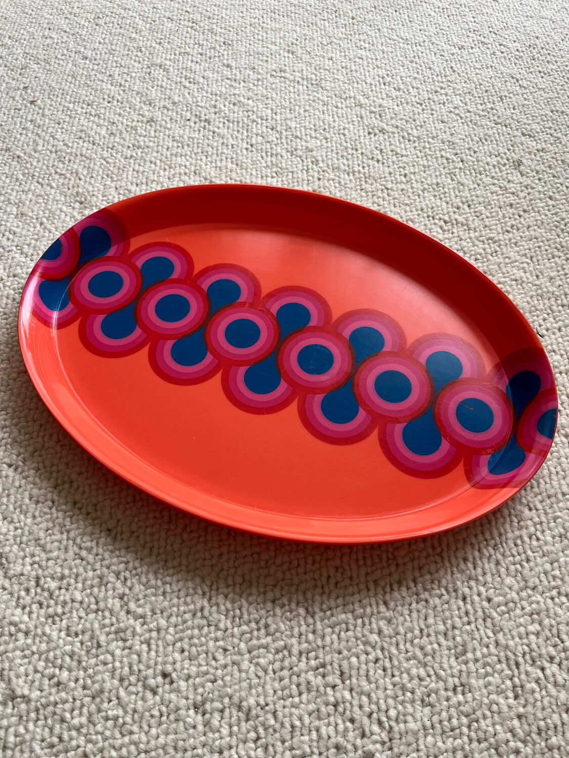 Guzzini orange plate, Ornella Noorda, 1970 design