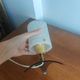 Vintage tripod lamp 60s/70s – Smoked Plexiglass, Brass & Frosted granite glass