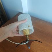 Vintage tripod lamp 60s/70s – Smoked Plexiglass, Brass & Frosted granite glass