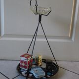 Tripod stand ashtray with vintage top and crystal ashtray