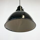 Industrial black enamel pendant lamp, 1950s