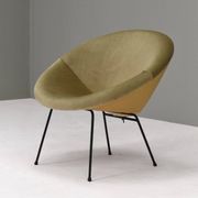 Fauteuil en velours en forme de cercle, années 1950