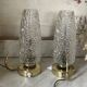 Pair of 1950s brass and glass bedside lamps