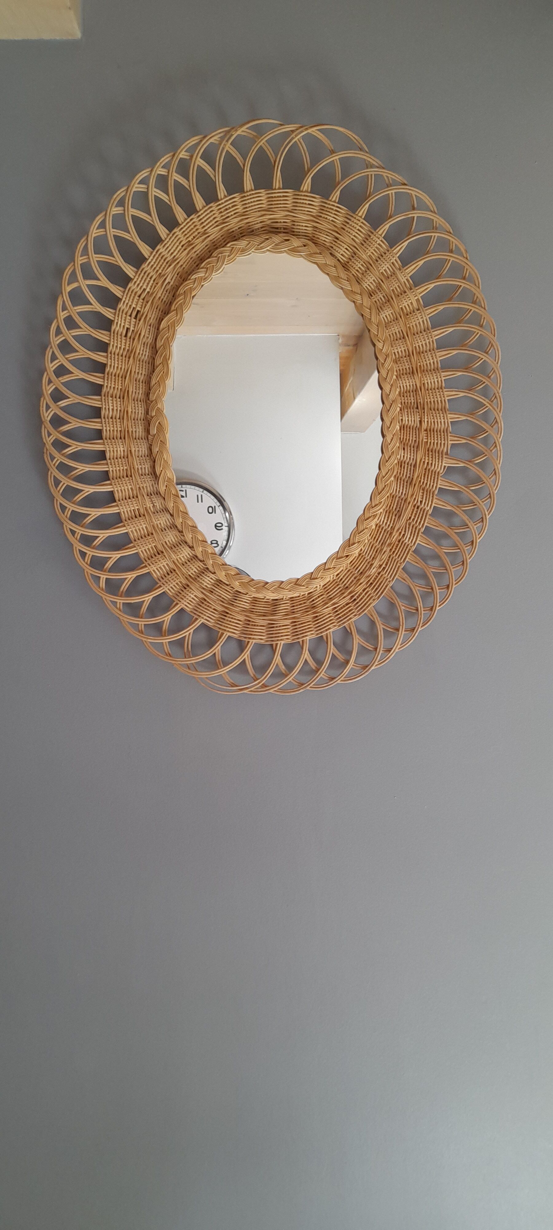 Miroir en rotin tréssé 1960