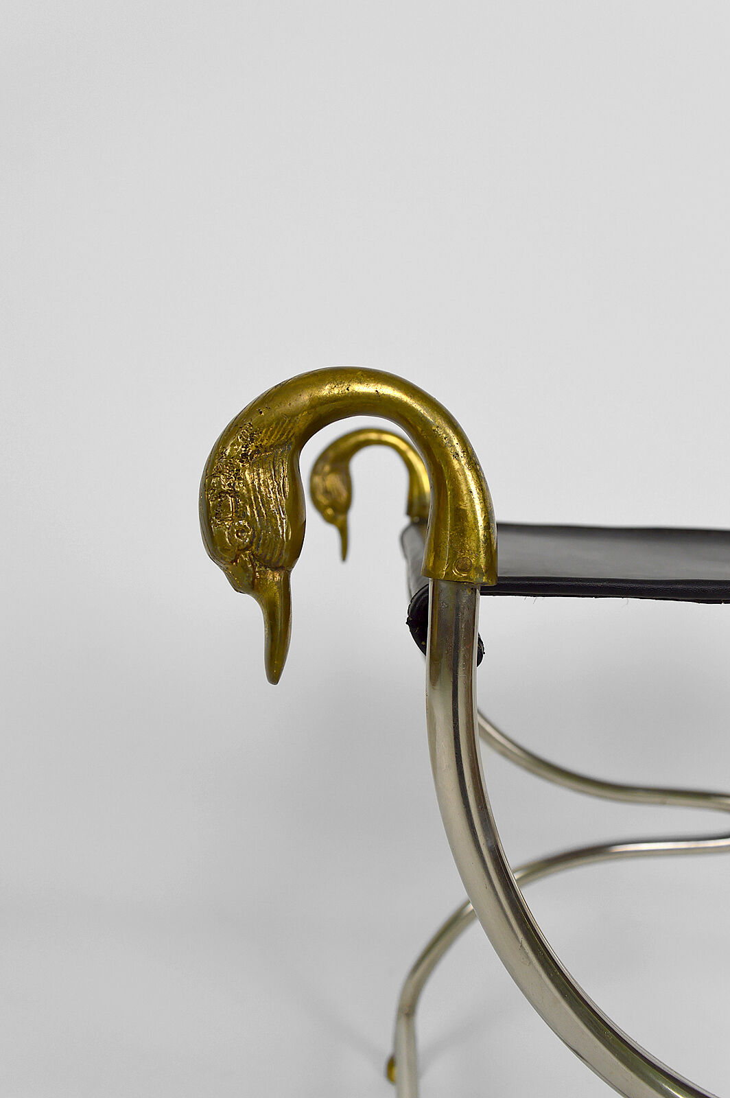Neoclassical swan-headed curule circa 1960
