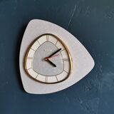 Vintage formica clock asymmetrical silent wall clock "Bayard silver grey"