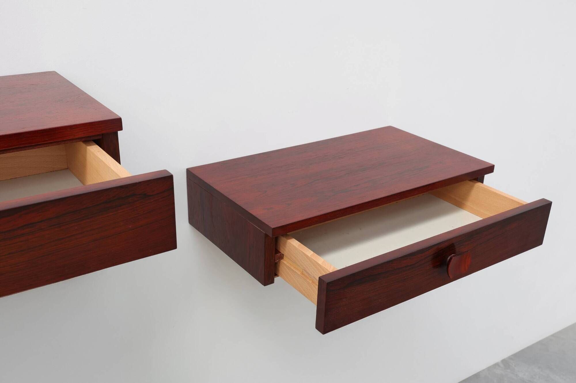 Pair of Mid-Century Modern Danish Wall-Mounted Nightstands in Walnut