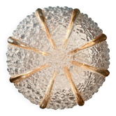 Applique murale ou plafonnier ancien en verre moulé seventies eighties vintage luminaire design