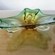 Vide poche en verre de Murano vert, ambre et transparent, années 60 70