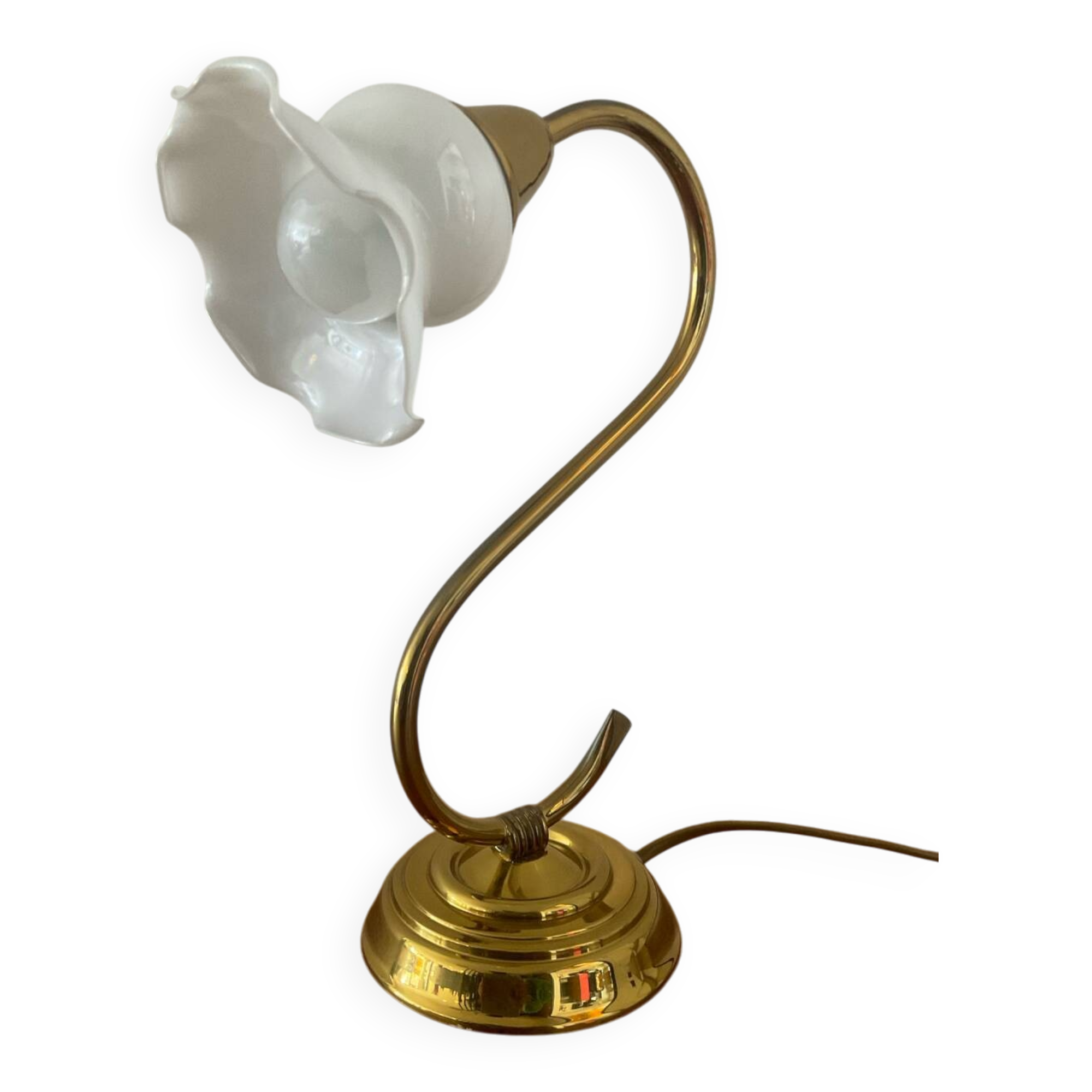 Vintage brass and opaline lamp