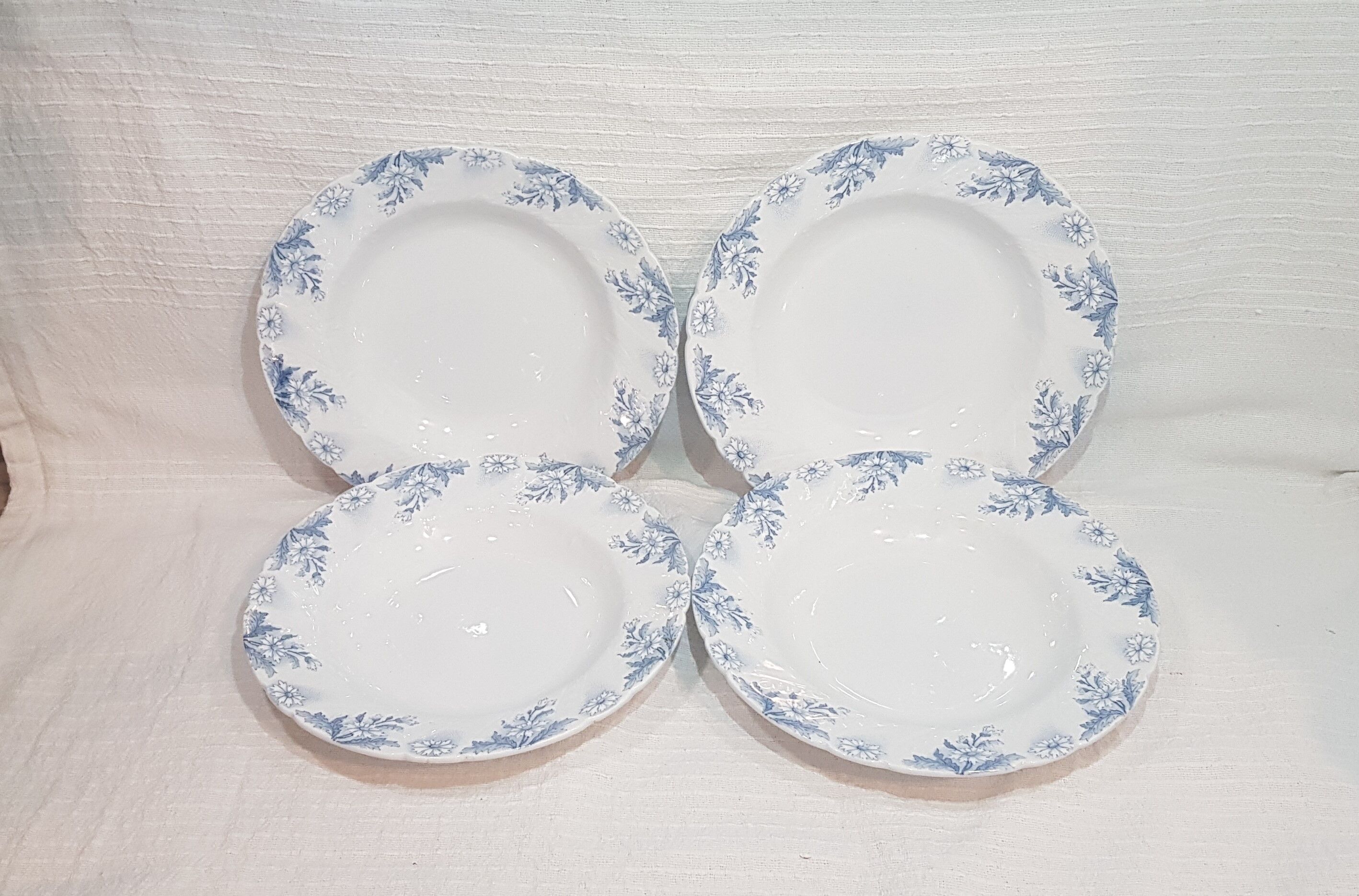 Set of 4 soup plates in Luneville earthenware model Luc, iron earth