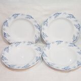 Set of 4 soup plates in Luneville earthenware model Luc, iron earth