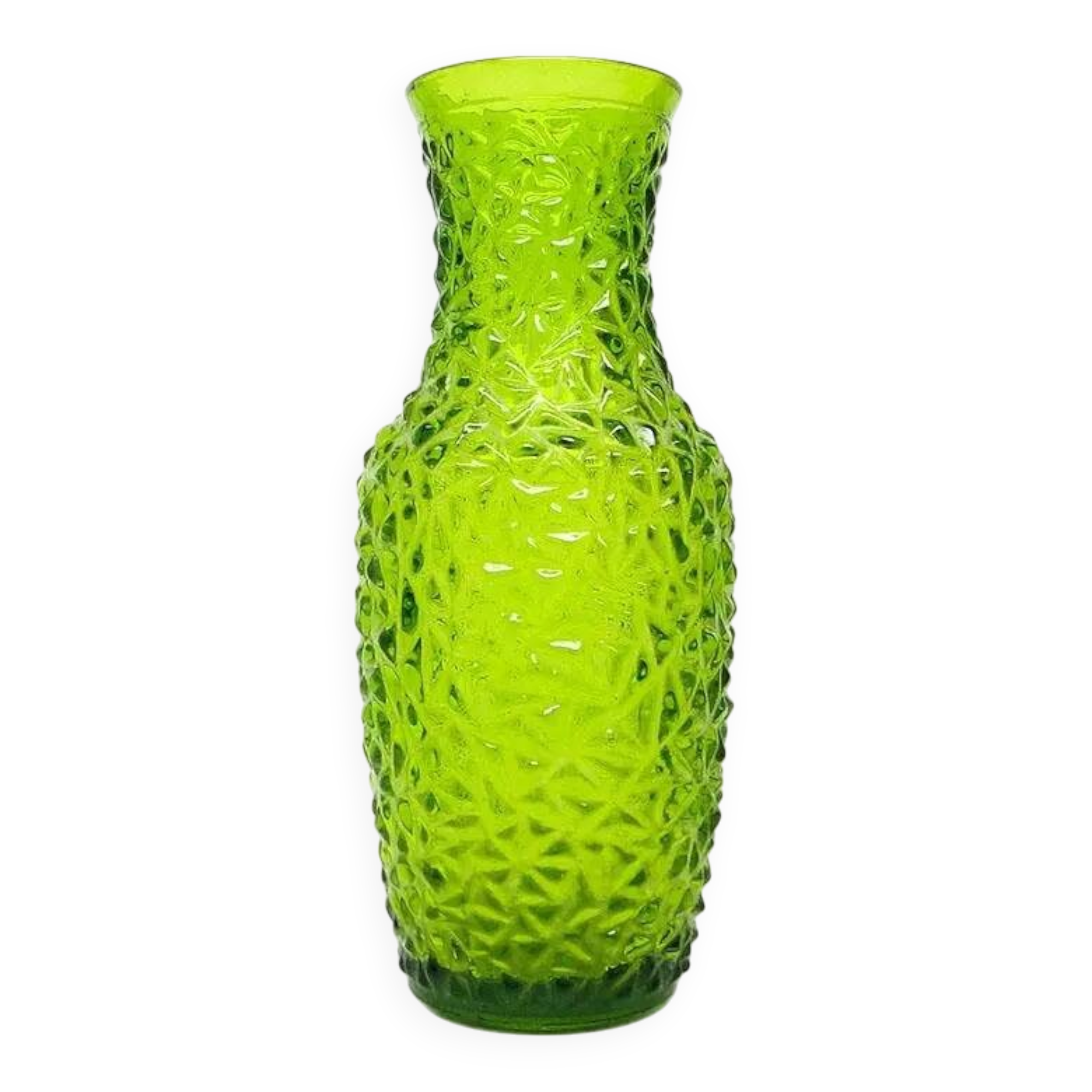 Postmodernist vase, green pressed glass, HSG Prądniczanka, Poland, 1970s