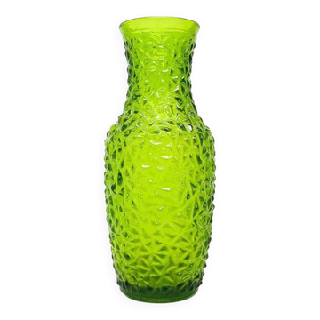 Postmodernist vase, green pressed glass, HSG Prądniczanka, Poland, 1970s