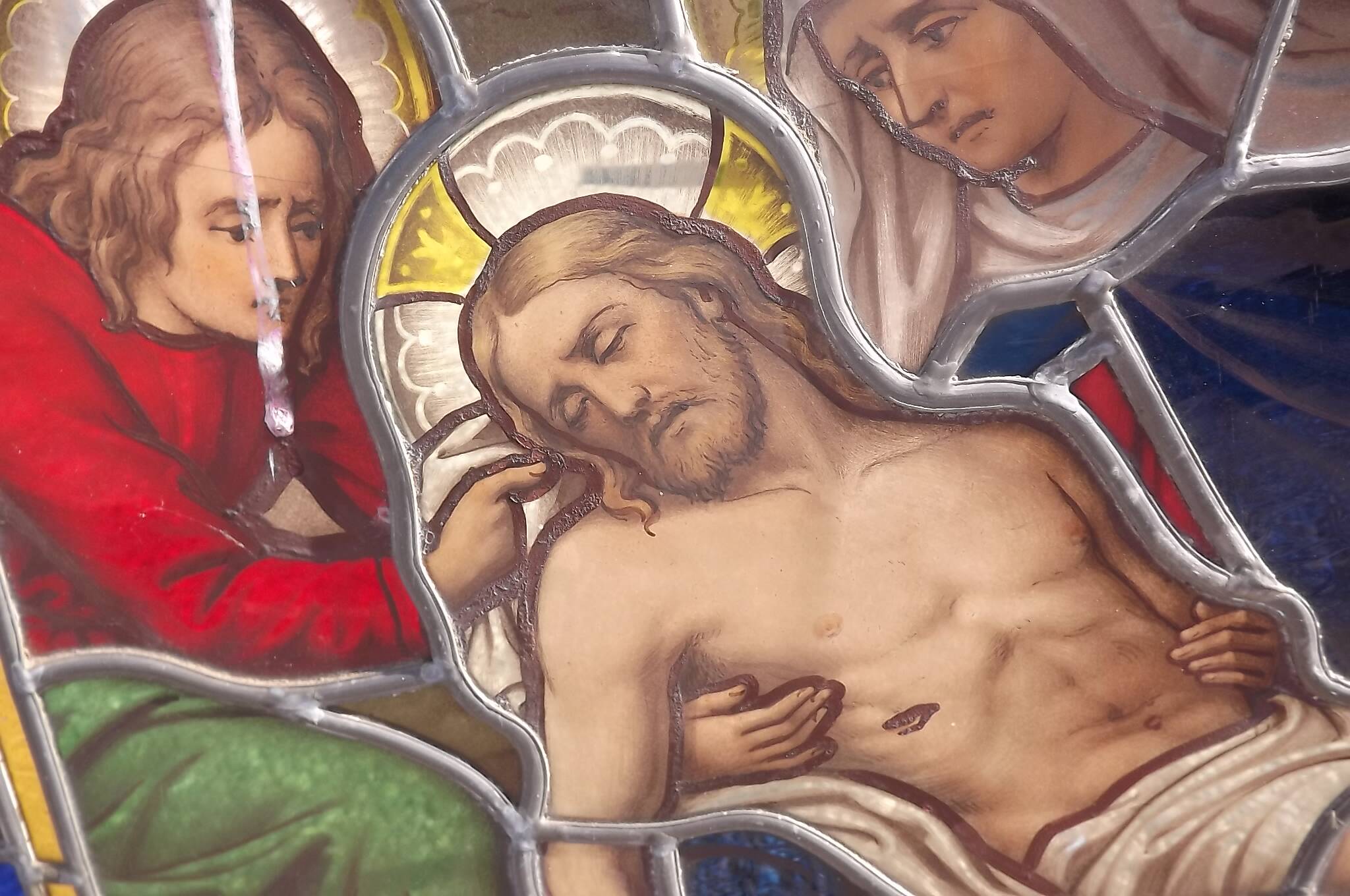 19th century stained glass window “Jesus”