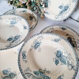 Set of 6 Deep Plates Earthenware Ceramic Sarreguemienes Royat Series 19th century in perfect condition