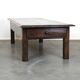 Large antique dark oak coffee table with one drawer