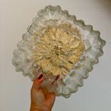 Vintage globe wall or ceiling light in transparent molded glass