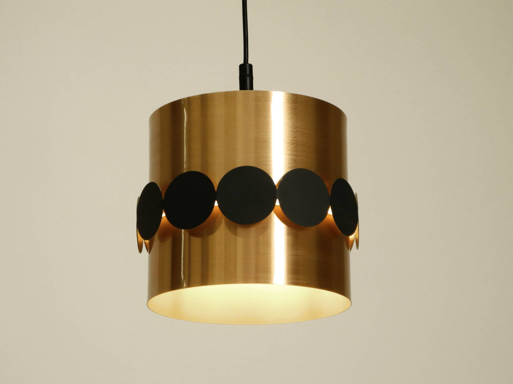 1960s Space Age pendant lamp by Doria, made of copper-anodized aluminum