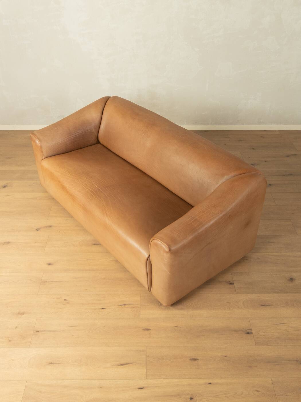 DS-47 three-seater sofa from the 1970s by de Sede in natural light brown nappa leather