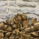 Antique Louis-Philippe fireplace mirror with pediment and beading, 174.5cm