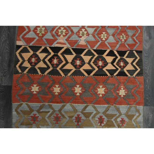 1970s Vintage Turkish Oushak Handmade Wool Cotton Pink Runner Rug 107x255