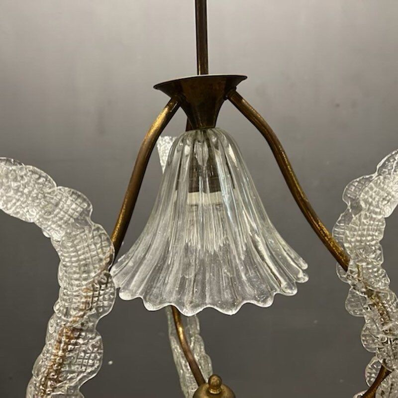 Barovier Italian Murano glass pendant light by Ercole Barovier, 1940s