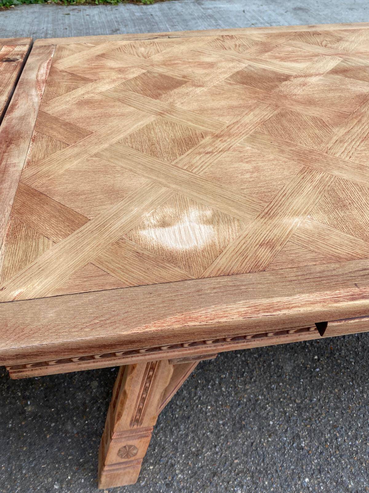 Renovated 1930s Spanish extendable dining table in oak.