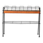 Métal noir scandinave et support de plante en teck