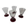 Set de 4 verres à vin original pied fumé rouge Luminarc design années 70