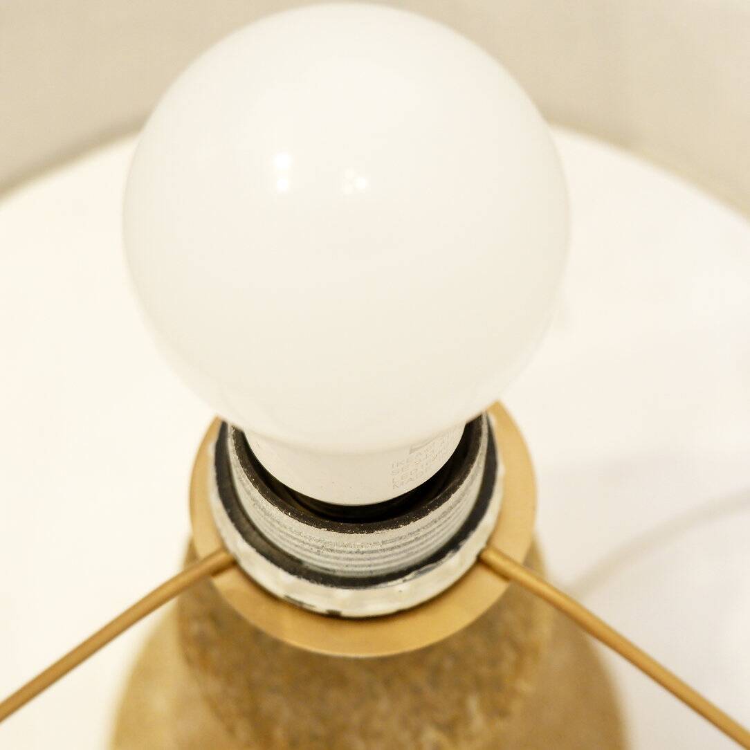 Pair of French stone lamps, 1970s - New linen lampshade