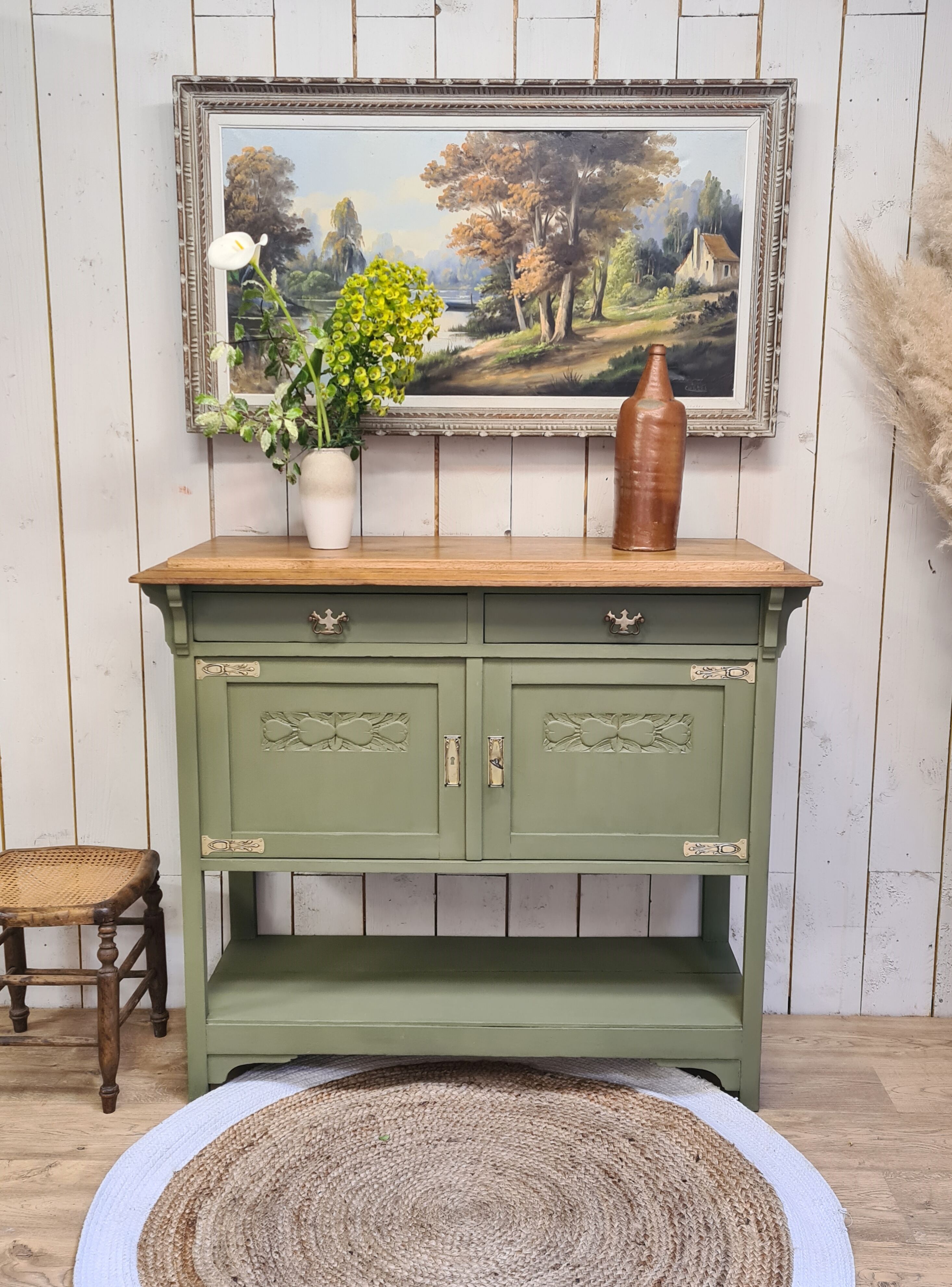 Old 2-door service console in restyled solid oak