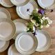 Set of 12 white, mint and gold flat plates, Mosèle de Lunéville