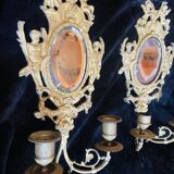 Pair of Louis 16 Napoleon style bronze mirror candlesticks