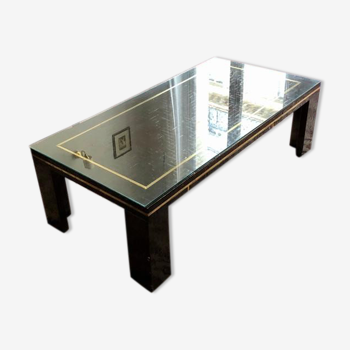Solid lase wooden coffee table, glass tray