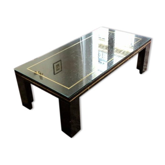 Solid lase wooden coffee table, glass tray