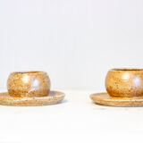 2 stoneware shells, unidentified signature