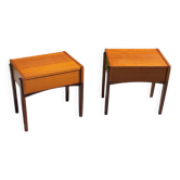 Pair of Scandinavian-style teak bedside tables from the 1970s.