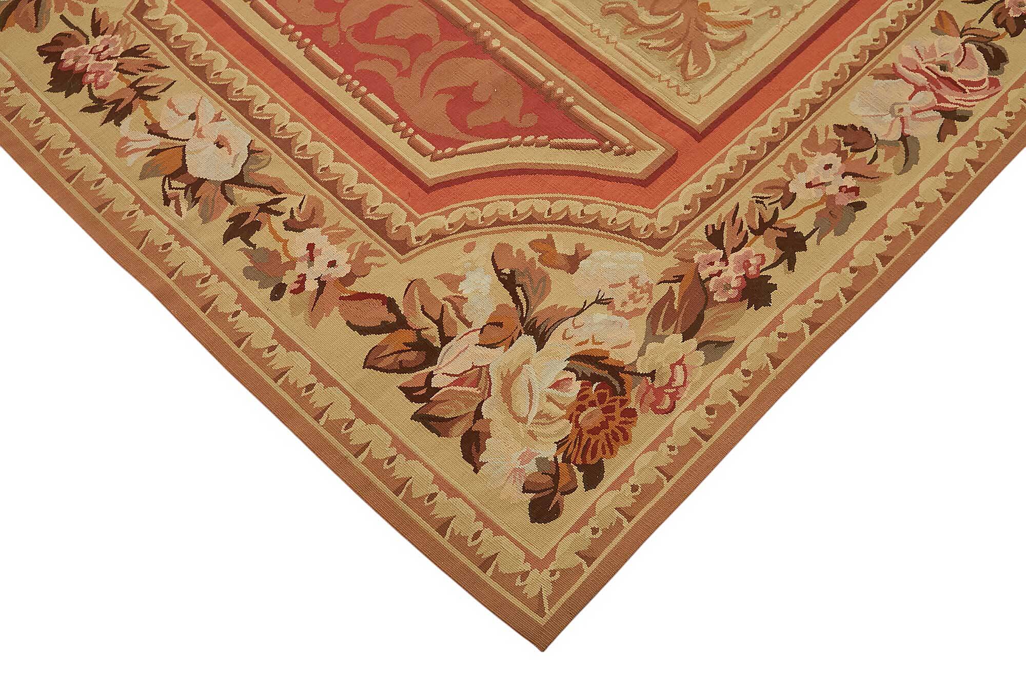 Handmade European Vintage Aubusson Kilim 235 cm x 336 cm