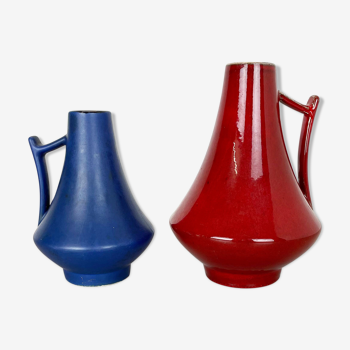 Ensemble de deux vases fat lava « noir-rouge » par Jopeko, Allemagne, moderne des années 70