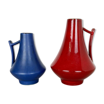 Ensemble de deux vases fat lava « noir-rouge » par Jopeko, Allemagne, moderne des années 70