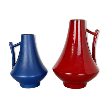 Ensemble de deux vases fat lava « noir-rouge » par Jopeko, Allemagne, moderne des années 70