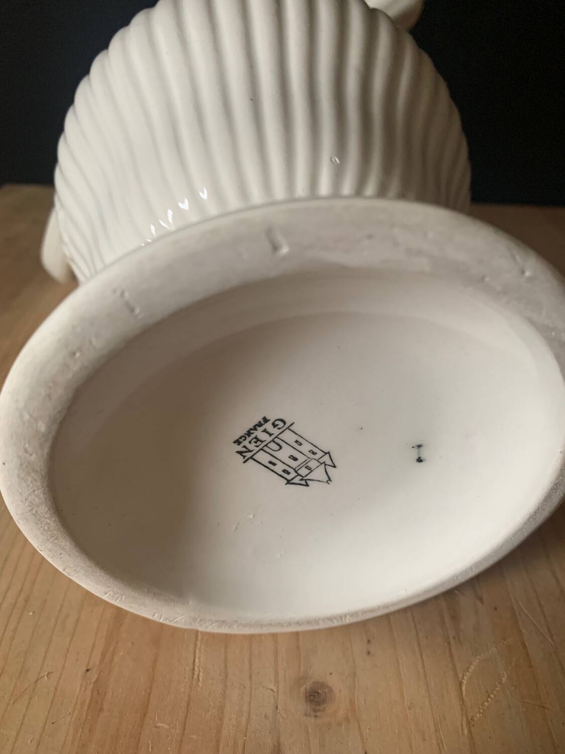 Gien earthenware white pitcher