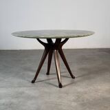 Round dining table in onyx and solid walnut by Osvaldo Borsani, 1950s.