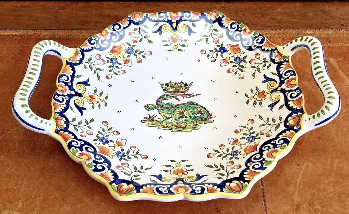 Antique Desvres Rouen fruit bowl, Blois François 1er model