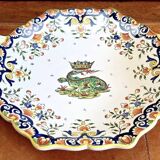 Ancien plat coupe à fruits  Desvres Rouen modèle Blois François 1er