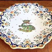 Antique Desvres Rouen fruit bowl, Blois François 1er model