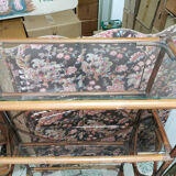 Rattan bookcase shelf - and glass - vintage