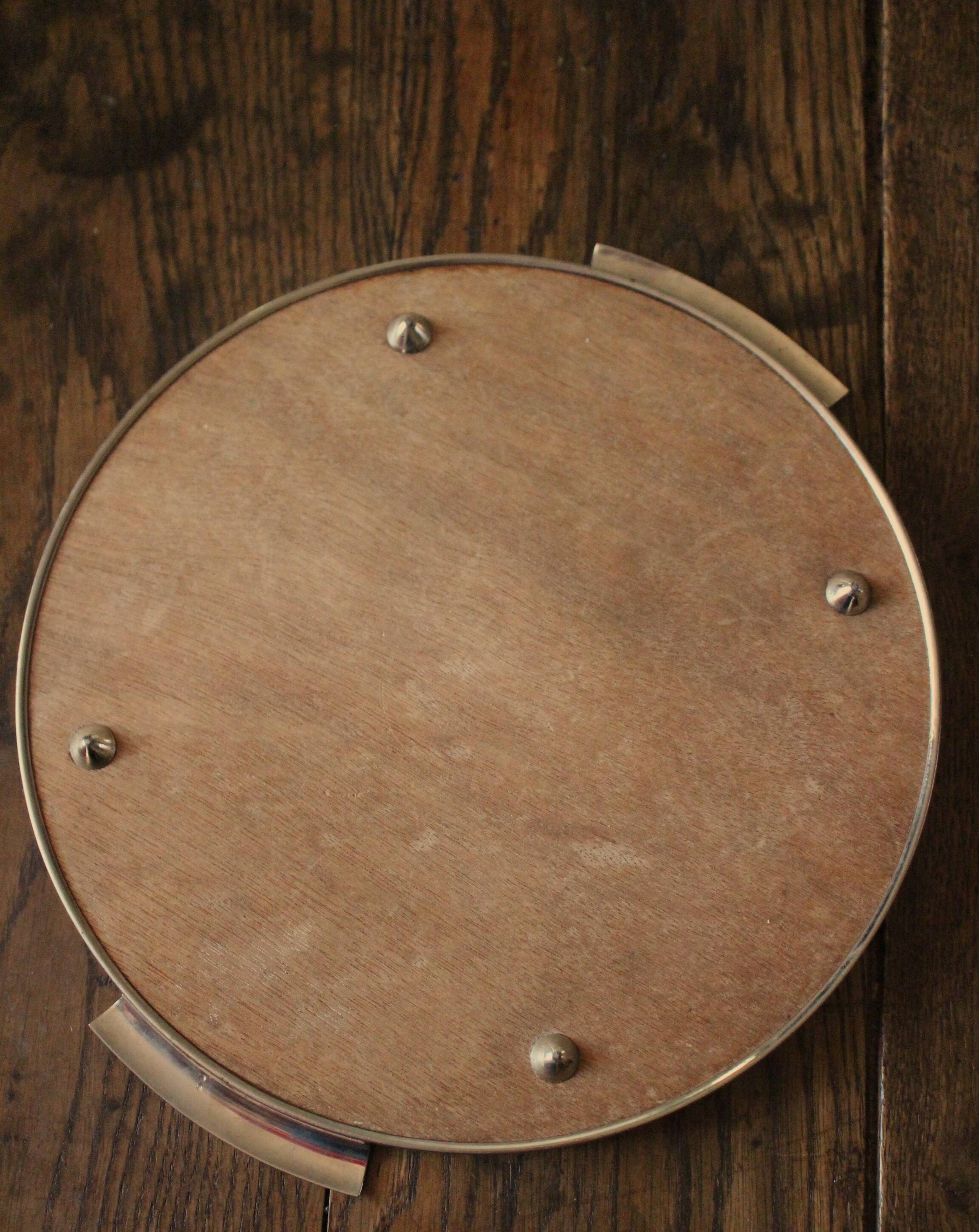 Plateau miroir rond en métal